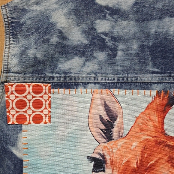 Upcycled Denim Giraffe Print Vest - Picture 3 of 6